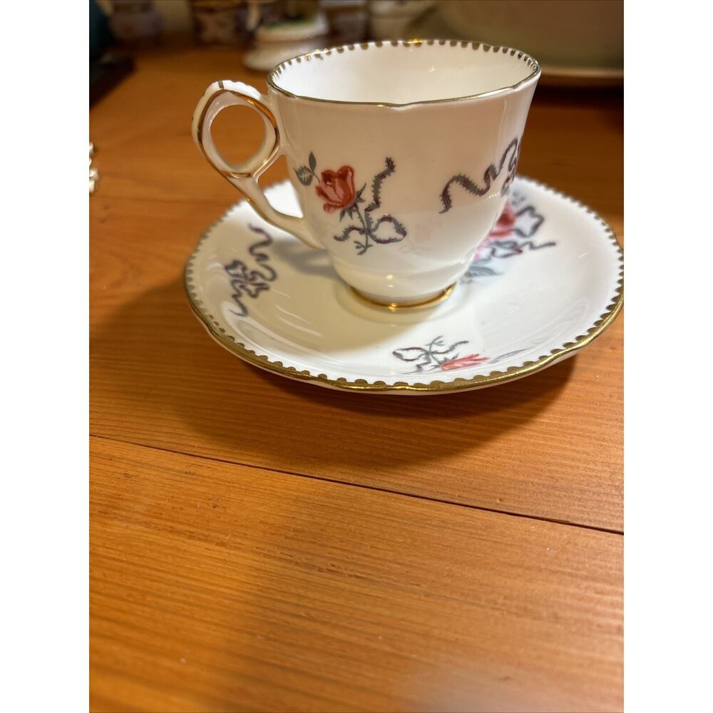 Pink with Ribbon Royal‎ Stafford Cameo Rose Tea Cup and Saucer Set